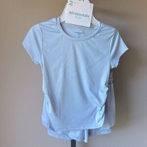 NWT Aeropostale Kids light blue shorts and tshirt set size small 7/8